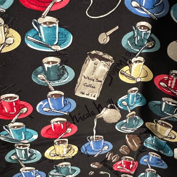 Colorful “Coffee Time” Nicole Miller scarf - Picture 2 of 3
